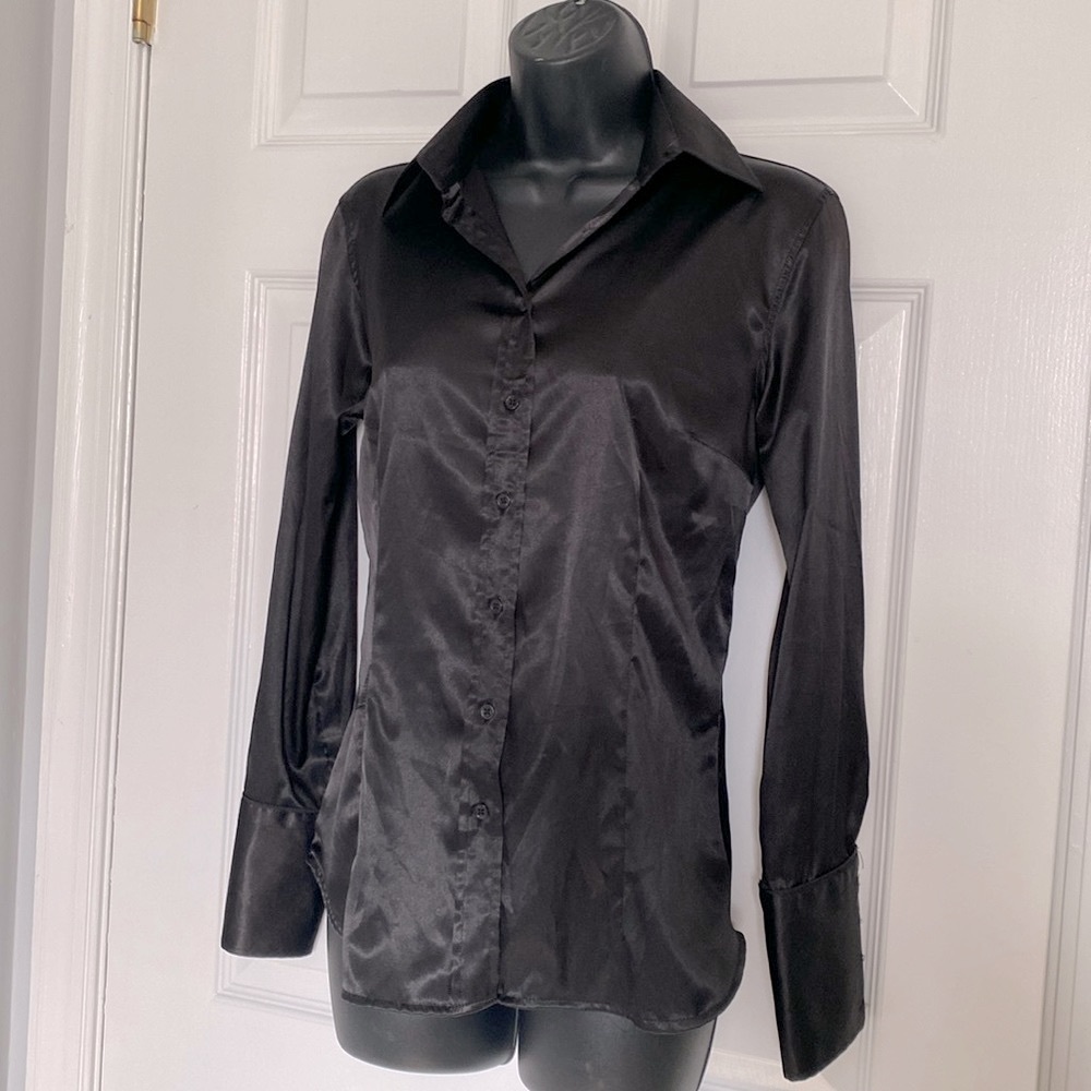 Zara black satin blouse